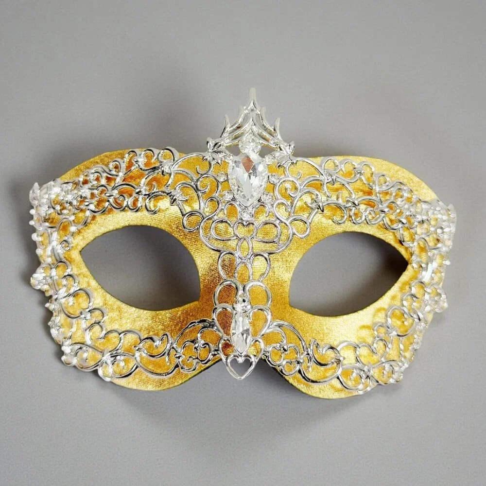 Share 2 in 1 gold mask, Masquerade party wedding, silver masquerade mask, Part